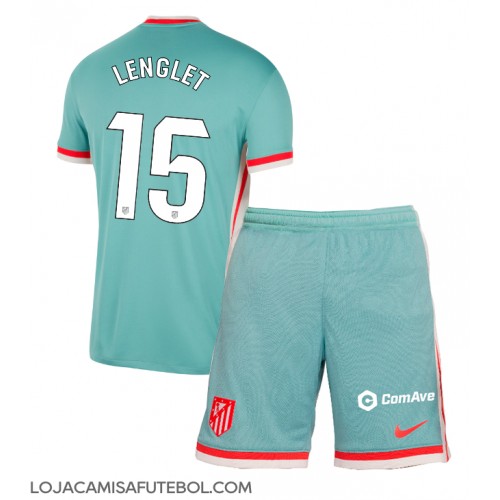 Camisa de Futebol Atletico Madrid Clement Lenglet #15 Equipamento Secundário Infantil 2024-25 Manga Curta (+ Calças curtas)